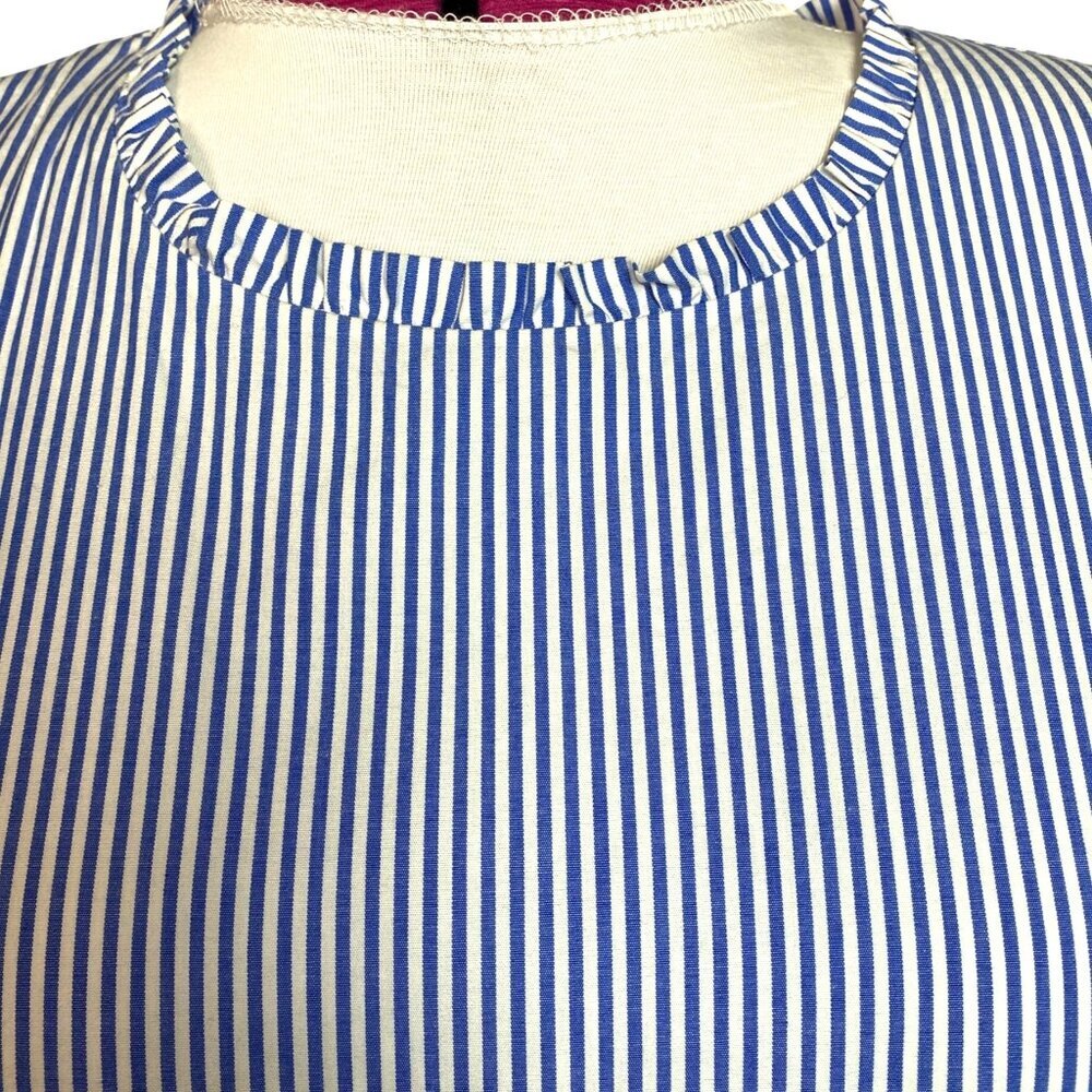 J Crew Striped Blue & White Sleeveless Tiered Dress Size 16 Cotton Blend - Picture 3 of 10